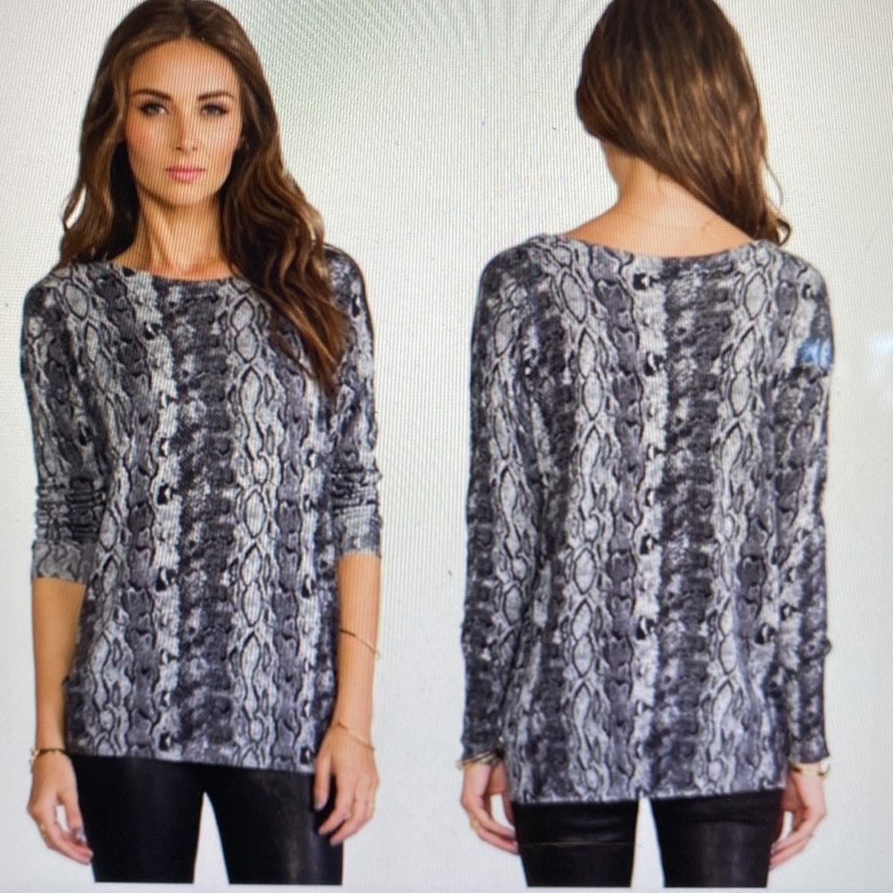 Joie Black Gray Python Print Wool/Cashmere Blend … - image 1